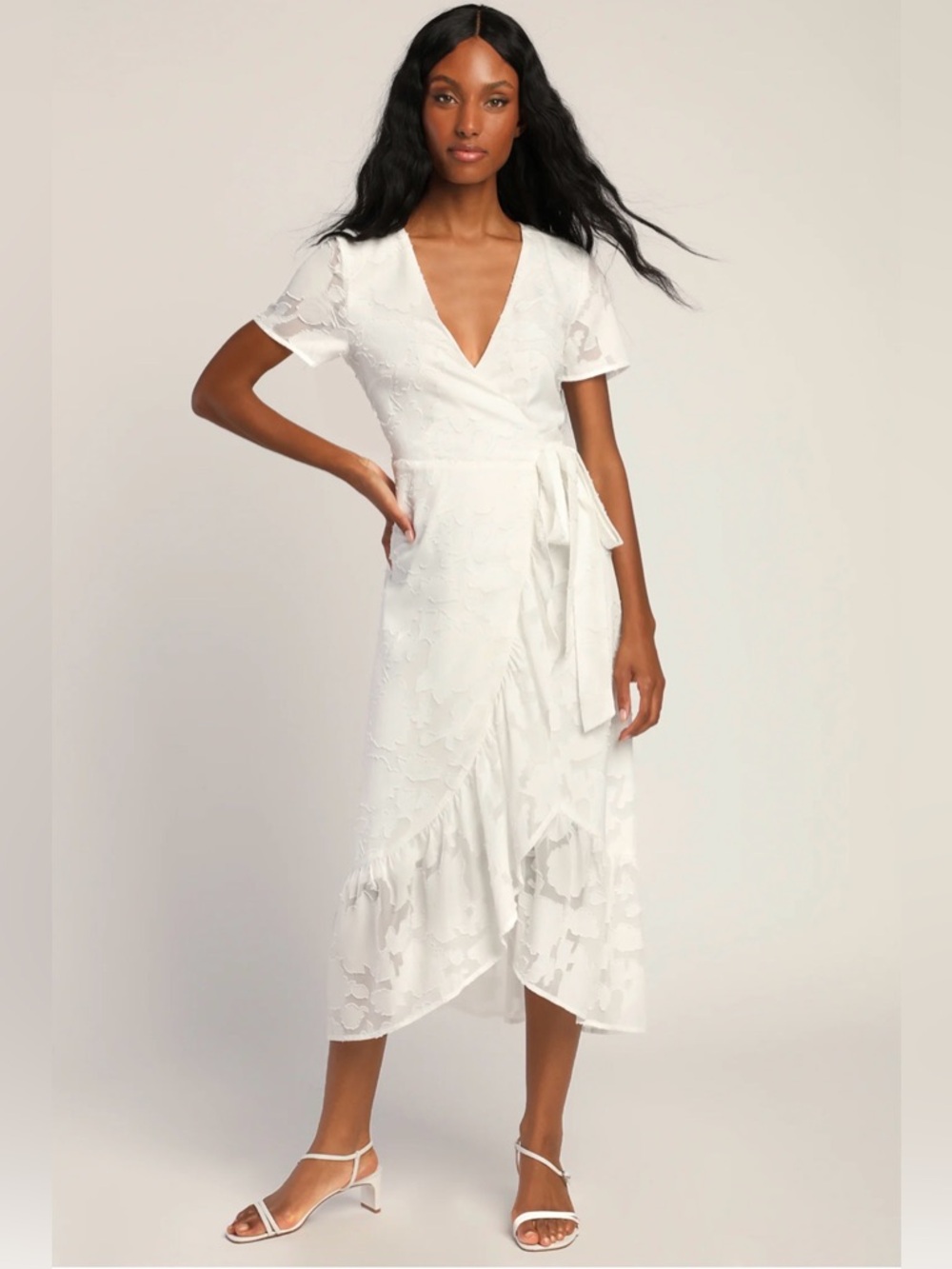 Blissfully White Jacquard Wrap Dress Sz Small Bridal Summer Graduation NWT